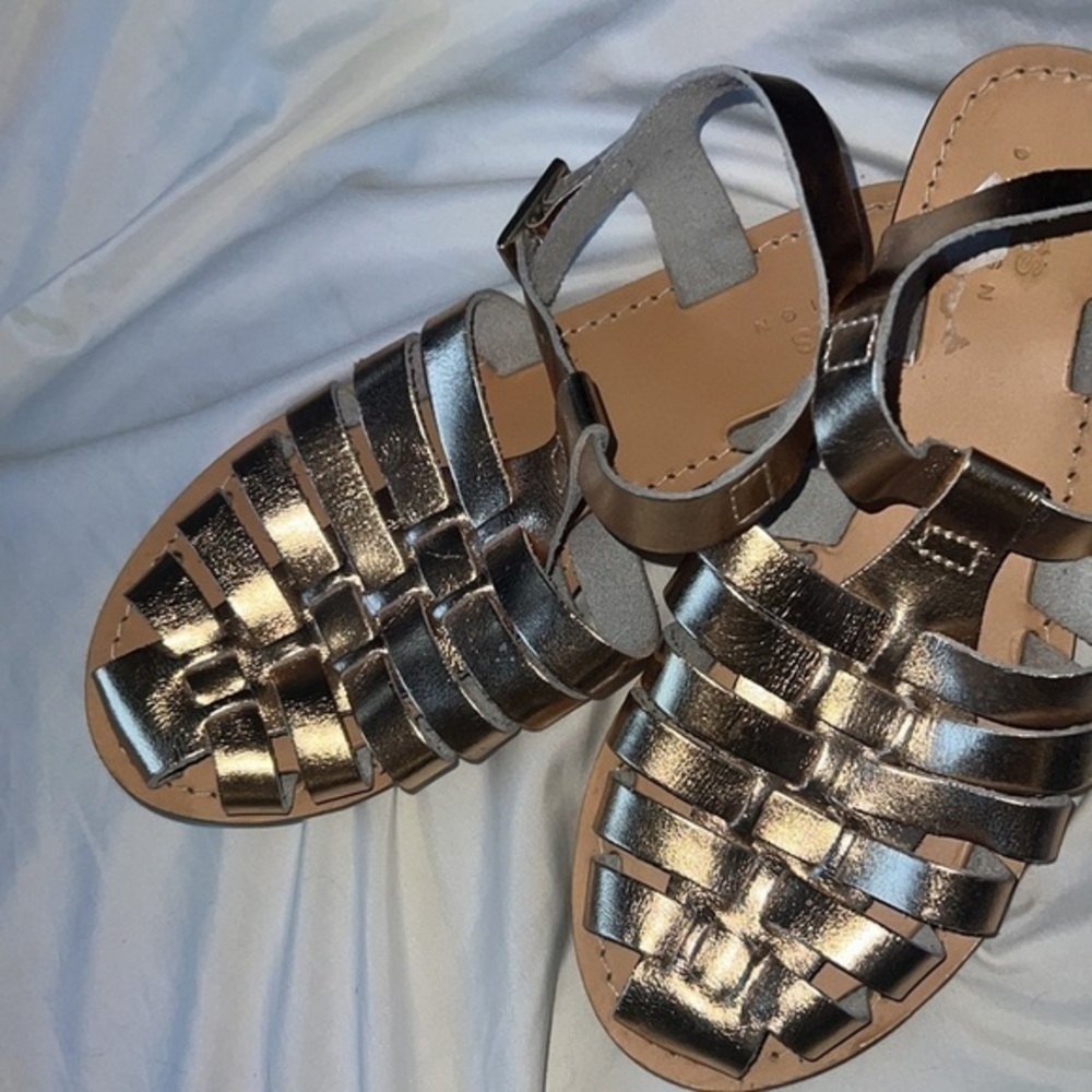 ASOS Womens Leather Huarache Sandals 5 W , GOLDEN Slip On Woven Shoes - Picture 3 of 5